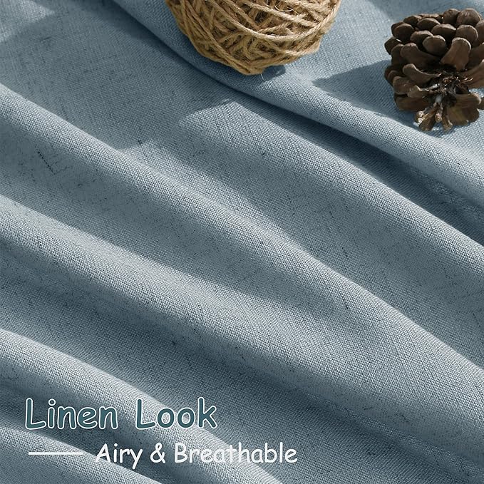 Nanspring Light Blue Linen Curtains 80 Inches Long 2 Panels Set - Image 5