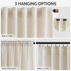 Birch Beige Linen Curtains for Living Room 100 Inches Long Light Filtering Semi - Image 2