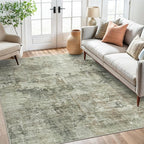 Area Rug 6x9 Abstract Living Room Washable Rugs Green Black Non Slip Low Pile - Image 8