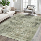 Soalmost Abstract Rug 5x7 Machine Washable Area Indoor Green Black Low Pile - Image 2