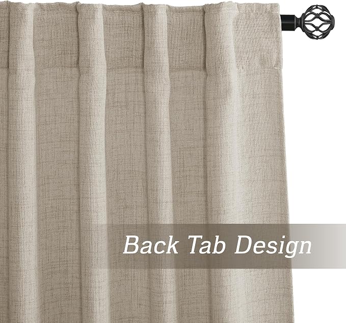 RYB HOME Natural Beige Linen Sheer Curtains 84 inches Long - Image 3