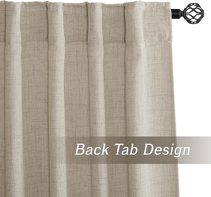 RYB HOME Natural Beige Linen Sheer Curtains 90 inches Long - Image 5