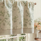 jinchan Amlie Floral Linen Valance Curtain Farmhouse Kitchen Valance by JINCHAN