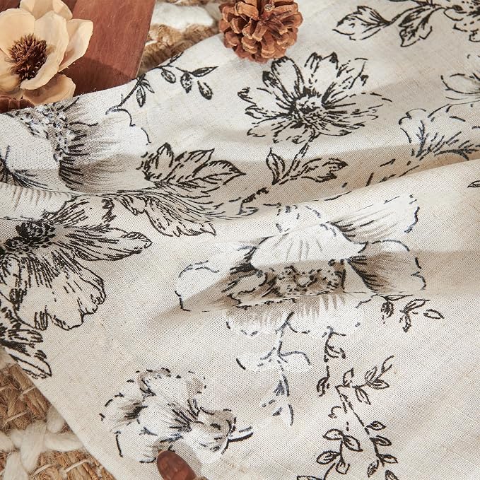 jinchan Floral Linen Lined Curtains - Image 9