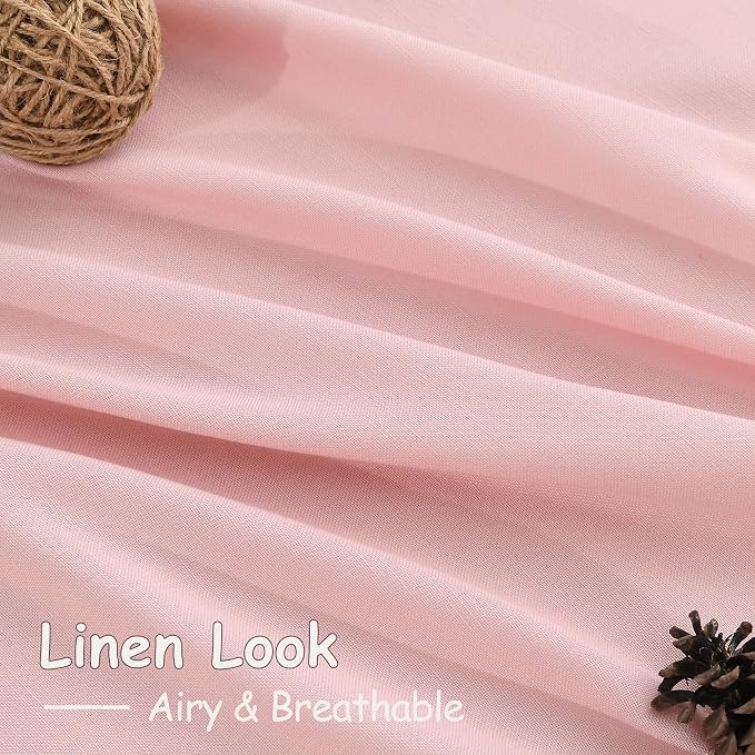 Nanspring Pink Linen Curtains 84 Inch Length 2 Panels Set - Image 6