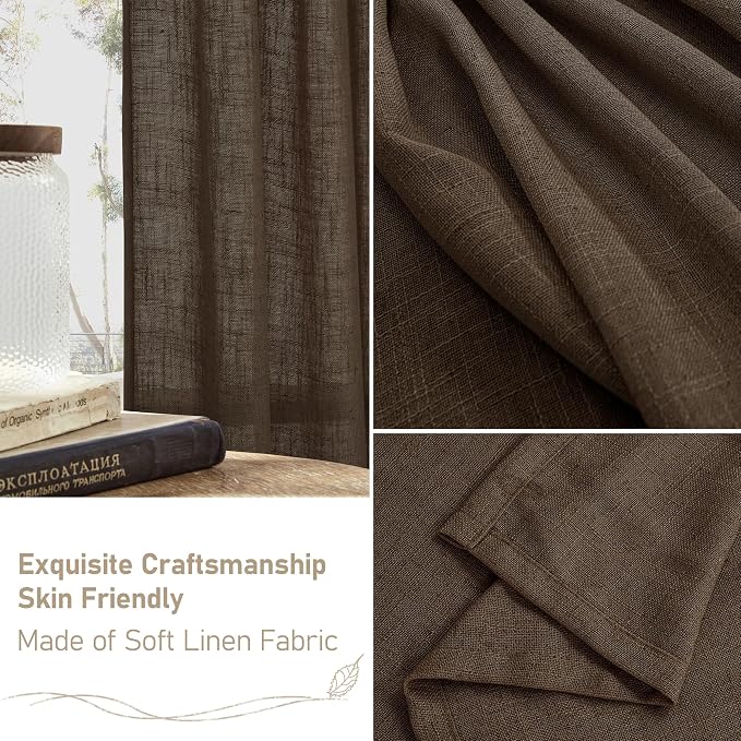 LAMIT Brown Linen Curtains 63 Inch Length - Image 7