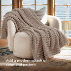Bedsure GentleSoft Light Brown Fleece Blanket - Image 3