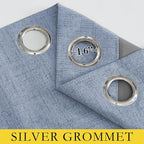NICETOWN Stone Blue Vintage Linen 100% Blackout Curtains - Image 7
