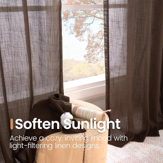BGment Linen Curtains 40 Inch Length - Image 5