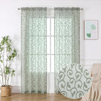 OWENIE Furman Sheer Sage Green Curtains 84 inches Long - Image 2