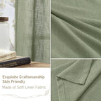 LAMIT Sage Green Linen Boho Curtains 80 inch Length 2 Panels, Light Filtering - Image 6