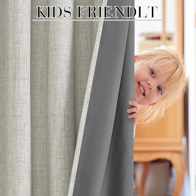 RYB HOME Cream Color 100% Blackout Curtains - Image 5