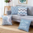 Hexagram Geometric Aqua Blue Pillow Covers 18x18 Set of 4, Decorative Outdoor - Image 6