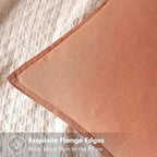 MIULEE Decorative Linen Euro Sham Pillow Covers 22x22 Inch Coral Boho Farmhouse - Image 2