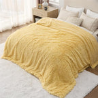 Bedsure GentleSoft Fluffy Yellow King Size Blanket - Image 9