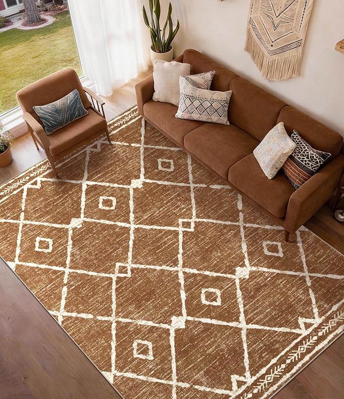 YIHOUSE Western Rugs for Living Room, 6x9 Moroccan Area Rug, Aztec Burnt Orange by YIHOUSE