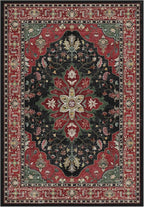 Area Rugs Round 8ft Washable Non-Slip, Floral Vintage Distress Print Pattern by RELEANY