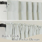 RYB HOME Sage Green Linen Blend Semi Sheer Curtains, 2 Panels Set, Light - Image 2