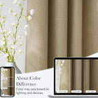 NICETOWN Short Faux Linen Oatmeal Blackout Curtains 63 inches Long - Image 3