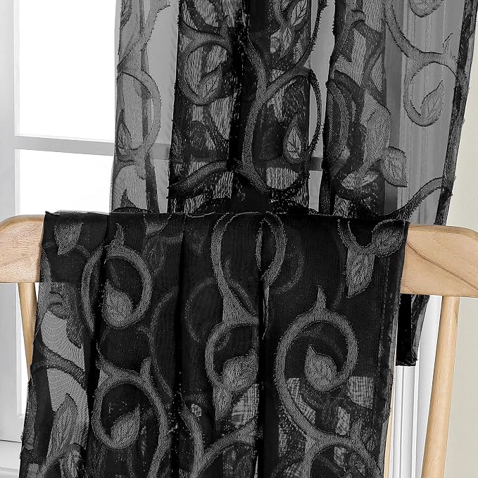 OWENIE Furman Sheer Black Curtains 90 inches Long - Image 8
