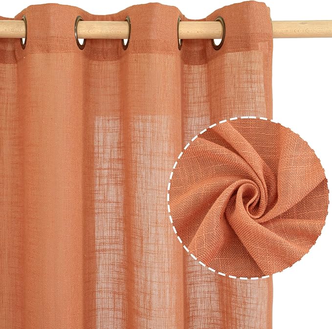 LAMIT Sheer Linen Curtains 63 Inch - Image 2