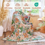 MSGKV Boho Throw Blanket for Couch Chair 100% Cotton Embroidery Floral Blanket - Image 2