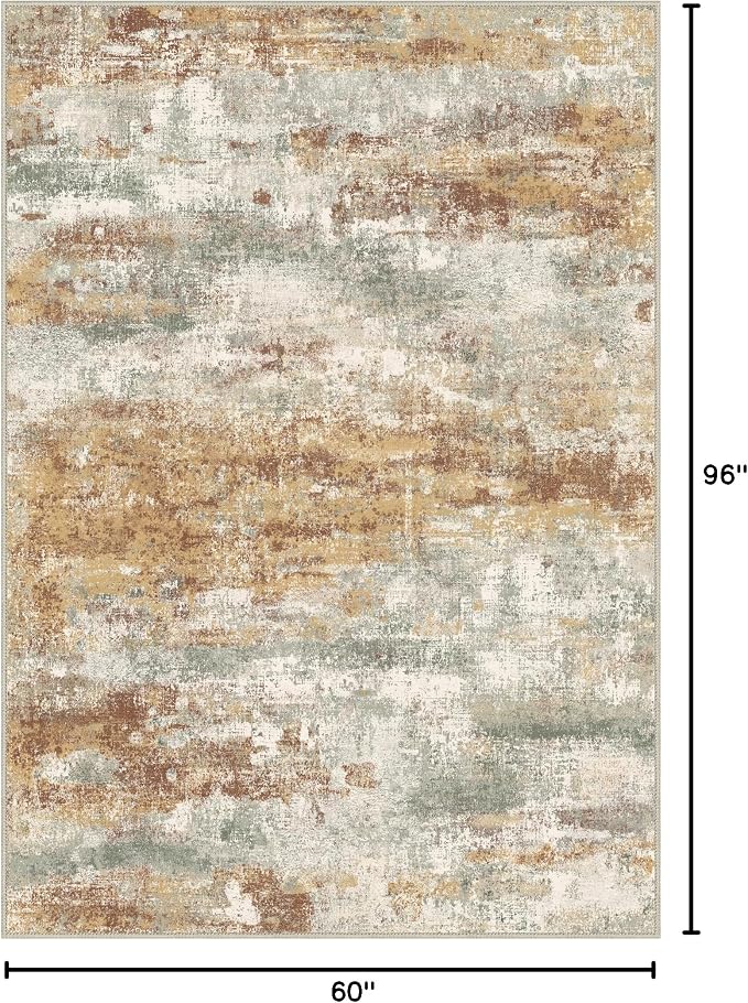 Area Rugs 5x8 for Living Room Bedroom, Modern Abstract Machine Washable Rug - Image 2