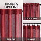 MIULEE Burgundy Red Kitchen Curtains 24 Inch Length 2 Panels, Soft Thick Linen - Image 3