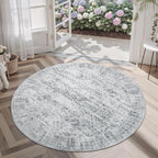 Soalmost 5x5 Grey Round Rug 5ft Living Room Circle Rug Vintage Gray Round Area - Image 7