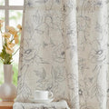 jinchan Linen Floral Curtains for Living Room 84 Inch Length Grey Flower by JINCHAN