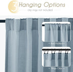 Dusty Blue Linen Curtains for Living Room Back Tab Light Filtering Semi Sheer - Image 3