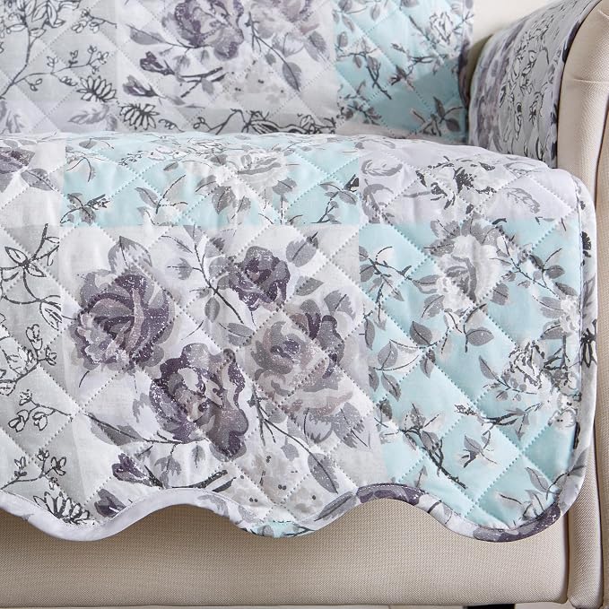 Great Bay Home Reversible Floral Patchwork Loveseat Furniture Protector - Image 2