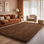 Ophanie Brown Rugs for Living Room Bedroom, 6x9 Fluffy Fuzzy Furry Carpet - Image 6