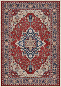 RELEANY Area Rugs Round 8ft Washable Non-Slip, Floral Vintage Distress Print by RELEANY