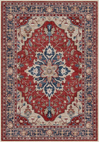 RELEANY Area Rugs Round 8ft Washable Non-Slip, Floral Vintage Distress Print by RELEANY