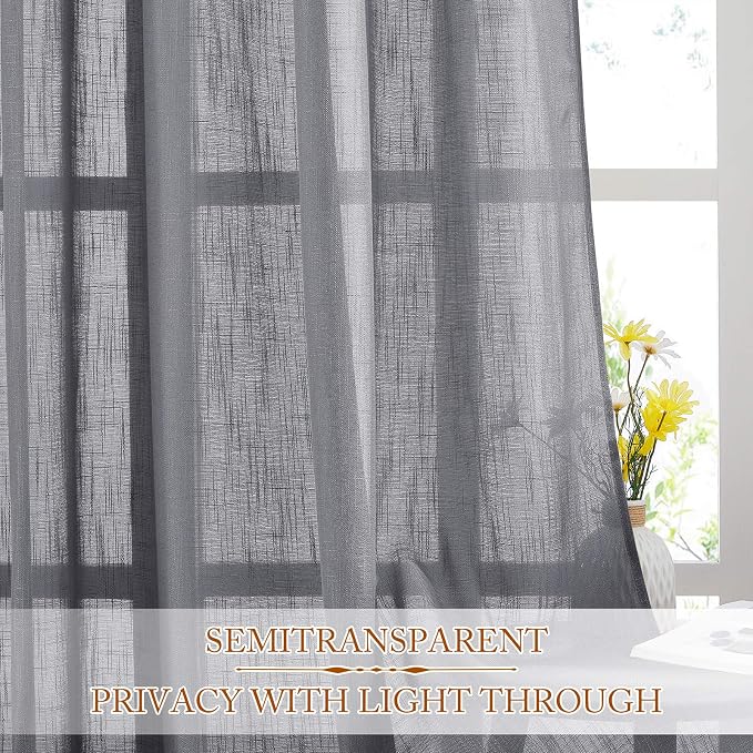 NICETOWN Sheer Curtains 84 inches Long Linen Look - Image 5