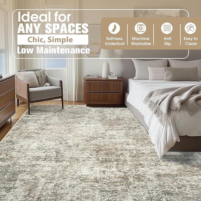 10x14 Area Rugs for Living Room Rug Washable: Abstract Large Rug Indoor Modern - Image 2