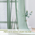 NICETOWN Linen Textured Semi Sheer Curtains, Eyelet Top Bedroom Window Privacy - Image 5