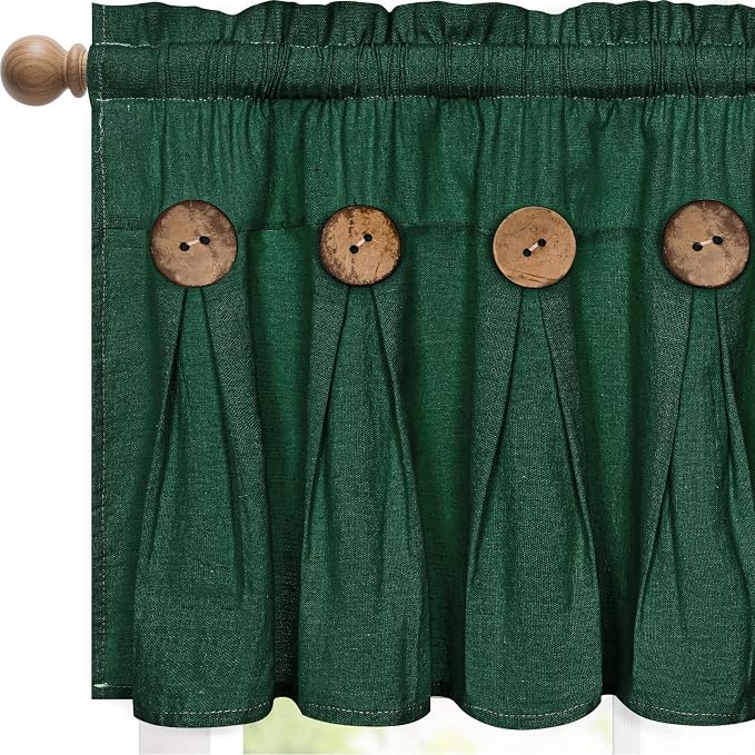 FRAMICS Farmhouse Valance Curtains, Boho Cotton Linen Kitchen Valance, Country by FRAMICS