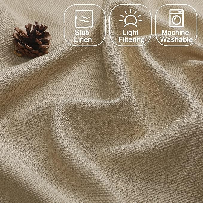 Chyhomenyc Camel Valance for Windows, Light Filtering Faux Linen Textured Small - Image 3