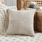 Fancy Homi 2 Packs Neutral Taupe Euro Decorative Throw Pillow Covers 28x28 Inch - Image 2