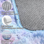 ONASAR Fluffy Area Rugs for Girls Bedroom, 4x6 Purple Rainbow Bedside Rug - Image 3