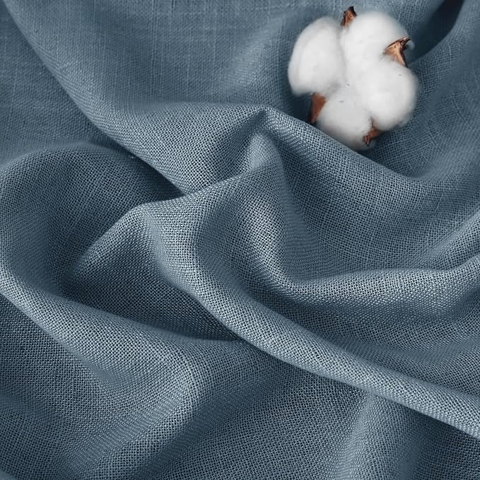 RYB HOME Stone Blue Sheer Curtains 84 inch Length Soft Linen Texture Curtains - Image 4