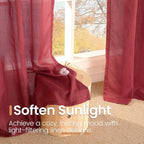 BGment Linen Burgundy Curtains 40 Inch Length - Image 5