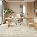5x8 Area Rugs Beige Low Pile Indoor Washable Trendy Faded Style Rugs - Image 4