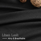 Black Linen Kitchen Curtains 45 Inch Length Set 2 Panel Back Tab Pocket Semi - Image 5