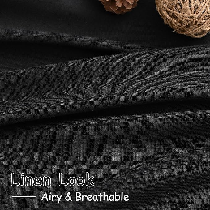 Nanspring Black Linen Sheer Curtains 54 Inch Length 2 Panel Set Back Tab Pocket - Image 5