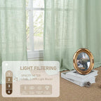 LAMIT Fresh Green Linen Curtains 54 Inch Length 2 Panels, Light Filtering Semi - Image 5