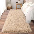Fluffy Shag Runner Rugs for Bedroom Hallways, 2x8 Beige Long Soft Throw Area - Image 4
