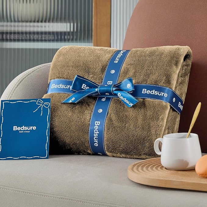 Bedsure GentleSoft Fleece Blankets King Size Camel - Image 7